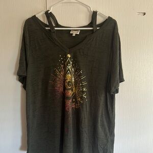 Gray/green Graphic Short Sleeve Tee